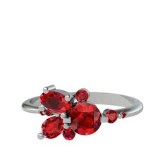 Binx Yüzük - Garnet 14 ayar beyaz altın yüzük #1nfsork