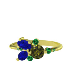 Binx Yüzük - Peridot, lab safir ve yeşil kuvars 8 ayar altın yüzük #1qkuadz