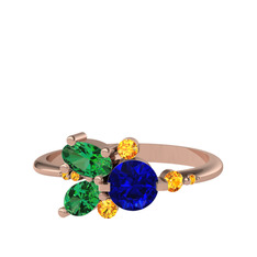 Binx Yüzük - Lab safir, yeşil kuvars ve sitrin 8 ayar rose altın yüzük #1s8hvmd
