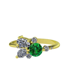 Yeşil kuvars, beyaz zirkon ve swarovski 8 ayar altın yüzük