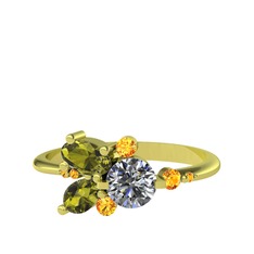 Binx Yüzük - Pırlanta, peridot ve sitrin 8 ayar altın yüzük (0.5 karat) #1u8upia