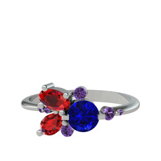 Binx Yüzük - Lab safir, garnet ve ametist 925 ayar gümüş yüzük #1ver7wd
