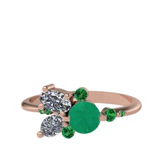 Binx Yüzük - Kök zümrüt, swarovski ve yeşil kuvars 8 ayar rose altın yüzük #1xq8u4i