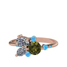Binx Yüzük - Peridot, swarovski ve akuamarin 8 ayar rose altın yüzük #1y5a3dl