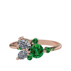 Yeşil kuvars ve swarovski 8 ayar rose altın yüzük