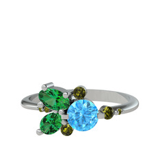 Binx Yüzük - Akuamarin, yeşil kuvars ve peridot 925 ayar gümüş yüzük #31s9gh
