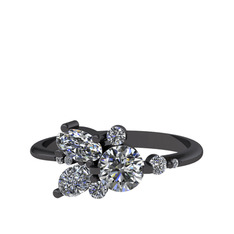 Beyaz zirkon ve swarovski 925 ayar siyah rodyum kaplama gümüş yüzük