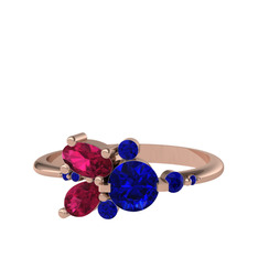 Lab safir ve rodolit garnet 18 ayar rose altın yüzük