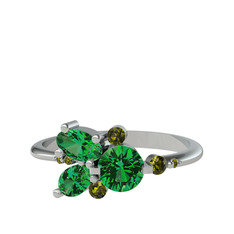Binx Yüzük - Yeşil kuvars ve peridot 925 ayar gümüş yüzük #7pnnia