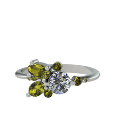 Binx Yüzük - Swarovski ve peridot 14 ayar beyaz altın yüzük #a4wot8