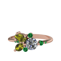 Binx Yüzük - Swarovski, peridot ve yeşil kuvars 8 ayar rose altın yüzük #c0js0q