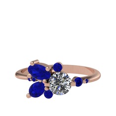 Binx Yüzük - Pırlanta ve lab safir 925 ayar rose altın kaplama gümüş yüzük (0.5 karat) #cydlzn