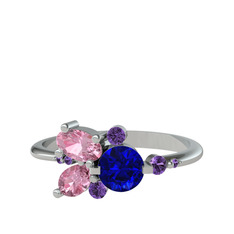 Binx Yüzük - Lab safir, pembe kuvars ve ametist 925 ayar gümüş yüzük #d5fuwo