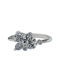 Binx Yüzük - Swarovski ve beyaz zirkon 14 ayar beyaz altın yüzük #e00vxl