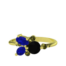 Binx Yüzük - Siyah zirkon, lab safir ve peridot 925 ayar altın kaplama gümüş yüzük #fhk130