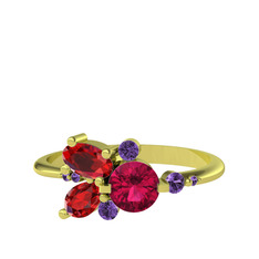 Binx Yüzük - Rodolit garnet, garnet ve ametist 8 ayar altın yüzük #g0jo6i