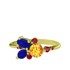 Binx Yüzük - Sitrin, lab safir ve garnet 8 ayar altın yüzük #gow4ft