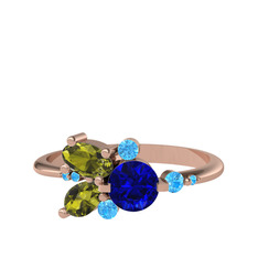 Binx Yüzük - Lab safir, peridot ve akuamarin 925 ayar rose altın kaplama gümüş yüzük #iflik0