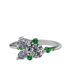 Binx Yüzük - Swarovski ve yeşil kuvars 8 ayar beyaz altın yüzük #izvi2f