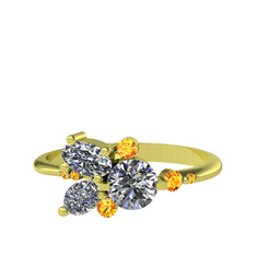 Binx Yüzük - Swarovski ve sitrin 8 ayar altın yüzük #jdlt1n