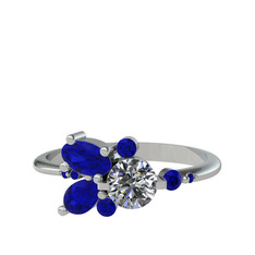 Binx Yüzük - Swarovski ve lab safir 18 ayar beyaz altın yüzük #klor0v