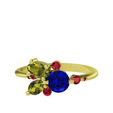 Binx Yüzük - Lab safir, peridot ve garnet 18 ayar altın yüzük #ksdixz