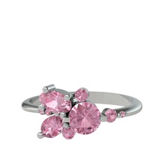 Binx Yüzük - Pembe kuvars 14 ayar beyaz altın yüzük #l410lc