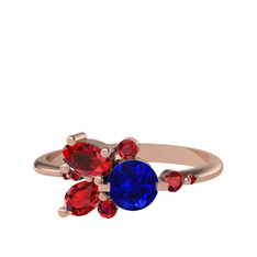 Binx Yüzük - Lab safir ve garnet 18 ayar rose altın yüzük #lyuvdc