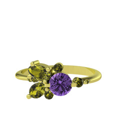 Binx Yüzük - Ametist ve peridot 8 ayar altın yüzük #m3ylj3