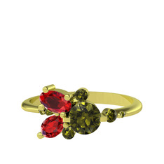 Binx Yüzük - Peridot ve garnet 14 ayar altın yüzük #m4dpev