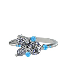 Binx Yüzük - Swarovski ve akuamarin 8 ayar beyaz altın yüzük #nknbji