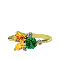 Binx Yüzük - Yeşil kuvars, sitrin ve swarovski 8 ayar altın yüzük #nte7ib