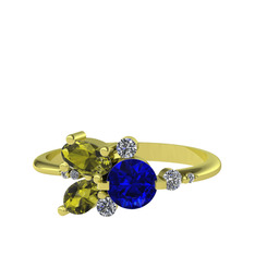 Binx Yüzük - Lab safir, peridot ve swarovski 925 ayar altın kaplama gümüş yüzük #omy8i9
