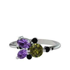 Binx Yüzük - Peridot, ametist ve siyah zirkon 925 ayar gümüş yüzük #qgv0hf