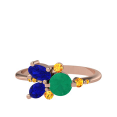 Binx Yüzük - Kök zümrüt, lab safir ve sitrin 8 ayar rose altın yüzük #rchks4