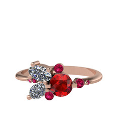 Binx Yüzük - Garnet, swarovski ve rodolit garnet 8 ayar rose altın yüzük #tym75o