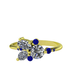 Binx Yüzük - Pırlanta, swarovski ve lab safir 8 ayar altın yüzük (0.5 karat) #w7hu4g