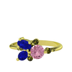 Binx Yüzük - Pembe kuvars, lab safir ve peridot 925 ayar altın kaplama gümüş yüzük #whvjwp