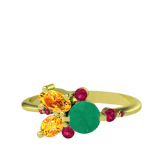 Binx Yüzük - Kök zümrüt, sitrin ve rodolit garnet 18 ayar altın yüzük #wl9zws