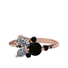 Siyah zirkon ve swarovski 925 ayar rose altın kaplama gümüş yüzük