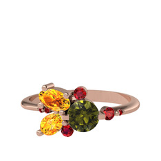 Binx Yüzük - Peridot, sitrin ve garnet 18 ayar rose altın yüzük #zlyfd