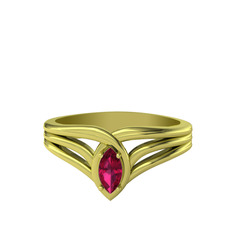 Rhett Tektaş Yüzük - Rodolit garnet 925 ayar altın kaplama gümüş yüzük #1uc1abi
