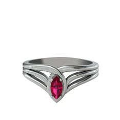 Rodolit garnet 18 ayar beyaz altın yüzük