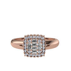 Vena Baget Yüzük - Swarovski ve beyaz zirkon 14 ayar rose altın yüzük #16uul3n