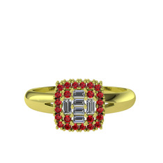 Vena Baget Yüzük - Pırlanta ve garnet 925 ayar altın kaplama gümüş yüzük (0.24 karat) #19c1p9b