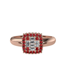 Vena Baget Yüzük - Swarovski ve garnet 14 ayar rose altın yüzük #1b5jl5k