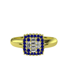 Vena Baget Yüzük - Beyaz zirkon ve lab safir 14 ayar altın yüzük #1hzwe2g