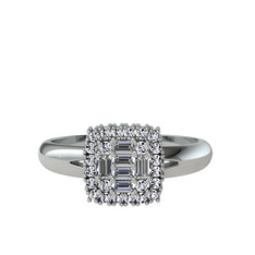 Vena Baget Yüzük - Pırlanta ve swarovski 14 ayar beyaz altın yüzük (0.24 karat) #1k6dit8