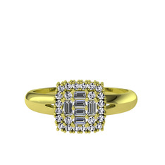 Vena Baget Yüzük - Pırlanta ve swarovski 8 ayar altın yüzük (0.24 karat) #1kwpzz9