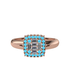 Vena Baget Yüzük - Pırlanta ve akuamarin 14 ayar rose altın yüzük (0.24 karat) #1sdz7ri